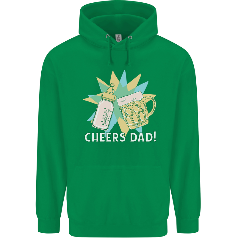 Cheers Dad Beer & Bottle Funny Father's Day Mens 80% Cotton Hoodie Irish Green