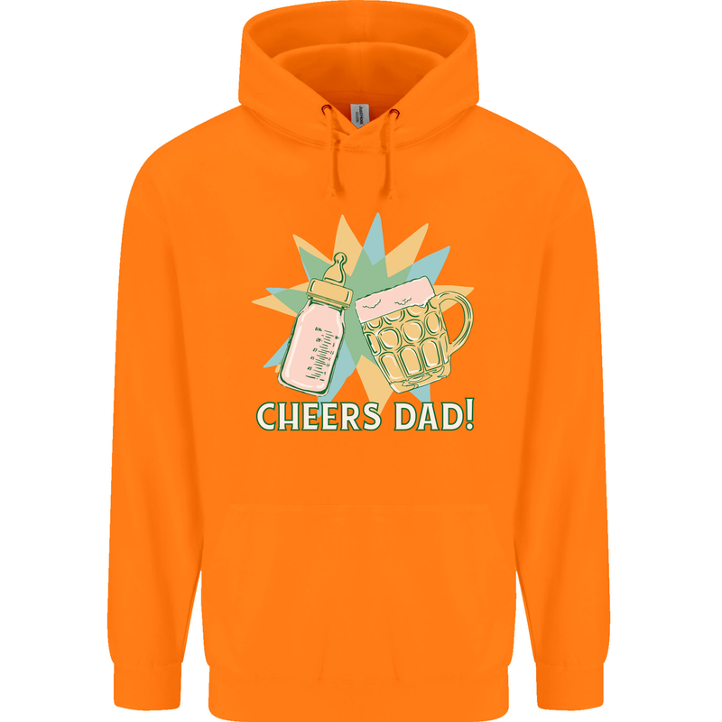 Cheers Dad Beer & Bottle Funny Father's Day Mens 80% Cotton Hoodie Orange