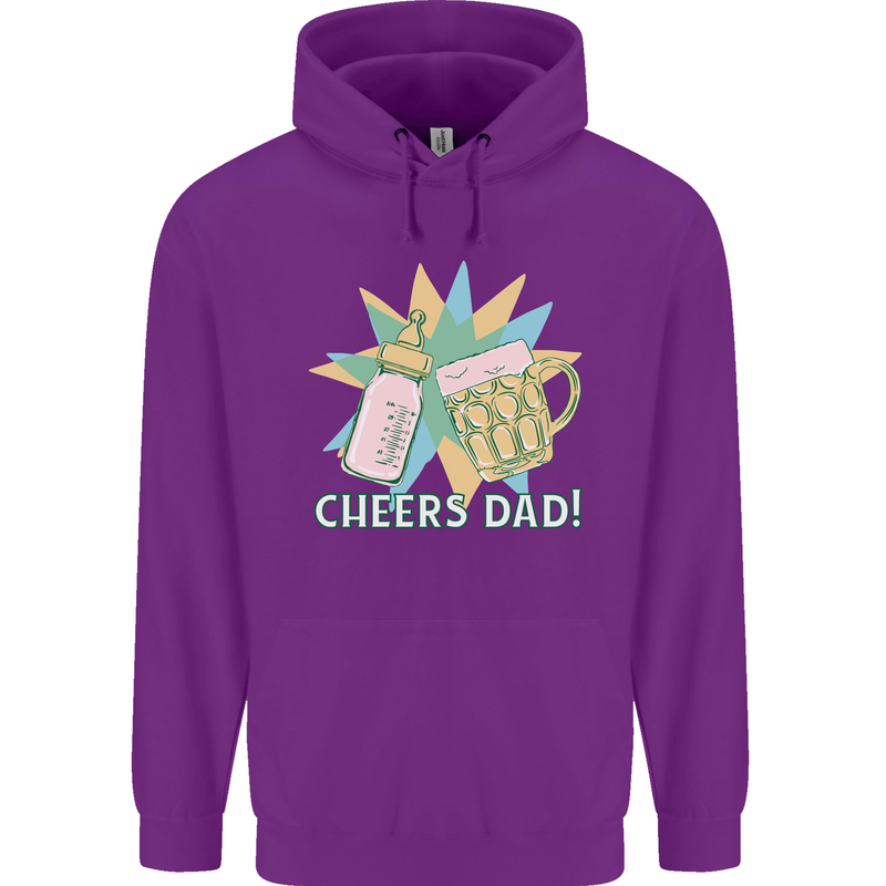 Cheers Dad Beer & Bottle Funny Father's Day Mens 80% Cotton Hoodie Purple