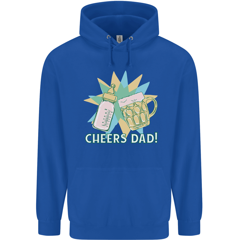 Cheers Dad Beer & Bottle Funny Father's Day Mens 80% Cotton Hoodie Royal Blue