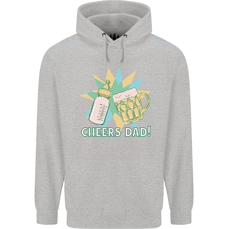 Cheers Dad Beer & Bottle Funny Father's Day Mens 80% Cotton Hoodie Sports Grey