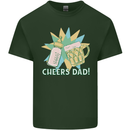 Cheers Dad Beer & Bottle Funny Father's Day Mens Cotton T-Shirt Tee Top Forest Green