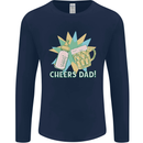 Cheers Dad Beer & Bottle Funny Father's Day Mens Long Sleeve T-Shirt Navy Blue