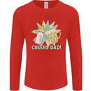 Cheers Dad Beer & Bottle Funny Father's Day Mens Long Sleeve T-Shirt Red