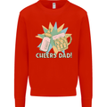Cheers Dad Beer & Bottle Funny Father's Day Mens Sweatshirt Jumper Bright Red