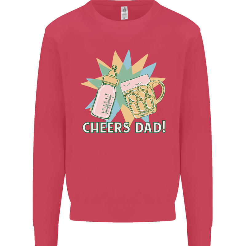 Cheers Dad Beer & Bottle Funny Father's Day Mens Sweatshirt Jumper Heliconia