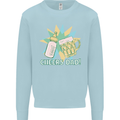 Cheers Dad Beer & Bottle Funny Father's Day Mens Sweatshirt Jumper Light Blue
