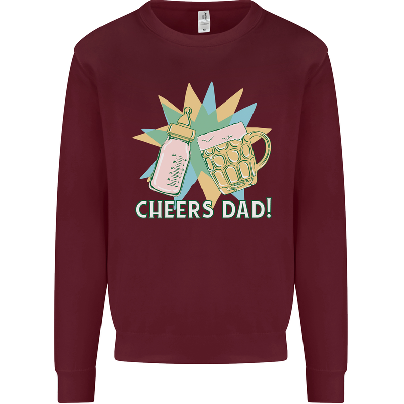 Cheers Dad Beer & Bottle Funny Father's Day Mens Sweatshirt Jumper Maroon