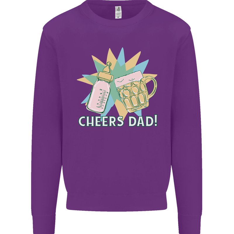Cheers Dad Beer & Bottle Funny Father's Day Mens Sweatshirt Jumper Purple