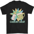 Cheers Dad Beer & Bottle Funny Father's Day Mens T-Shirt Cotton Gildan Black