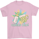 Cheers Dad Beer & Bottle Funny Father's Day Mens T-Shirt Cotton Gildan Light Pink