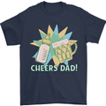 Cheers Dad Beer & Bottle Funny Father's Day Mens T-Shirt Cotton Gildan Navy Blue