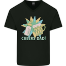 Cheers Dad Beer & Bottle Funny Father's Day Mens V-Neck Cotton T-Shirt Black