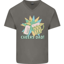Cheers Dad Beer & Bottle Funny Father's Day Mens V-Neck Cotton T-Shirt Charcoal
