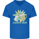 Cheers Dad Beer & Bottle Funny Father's Day Mens V-Neck Cotton T-Shirt Royal Blue