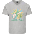 Cheers Dad Beer & Bottle Funny Father's Day Mens V-Neck Cotton T-Shirt Sports Grey