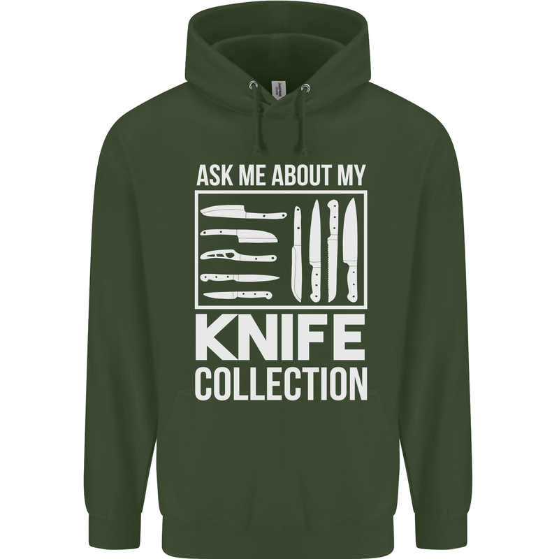 Chef Ask About My Knife Collection Funny Childrens Kids Hoodie Forest Green