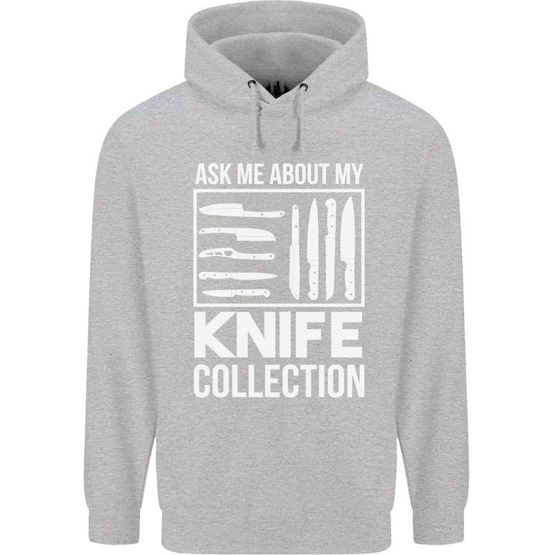 Chef Ask About My Knife Collection Funny Childrens Kids Hoodie Sports Grey