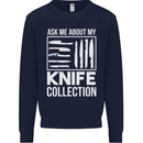 Chef Ask About My Knife Collection Funny Kids Sweatshirt Jumper Navy Blue