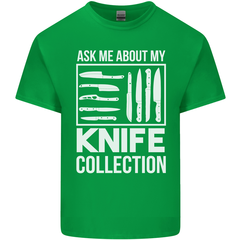 Chef Ask About My Knife Collection Funny Mens Cotton T-Shirt Tee Top Irish Green