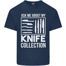 Chef Ask About My Knife Collection Funny Mens Cotton T-Shirt Tee Top Navy Blue