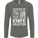 Chef Ask About My Knife Collection Funny Mens Long Sleeve T-Shirt Charcoal
