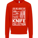 Chef Ask About My Knife Collection Funny Mens Sweatshirt Jumper Bright Red
