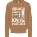 Chef Ask About My Knife Collection Funny Mens Sweatshirt Jumper Caramel Latte