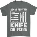 Chef Ask About My Knife Collection Funny Mens T-Shirt 100% Cotton Charcoal