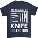 Chef Ask About My Knife Collection Funny Mens T-Shirt 100% Cotton Navy Blue