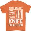 Chef Ask About My Knife Collection Funny Mens T-Shirt 100% Cotton Orange