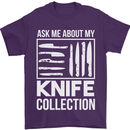Chef Ask About My Knife Collection Funny Mens T-Shirt 100% Cotton Purple