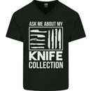 Chef Ask About My Knife Collection Funny Mens V-Neck Cotton T-Shirt Black