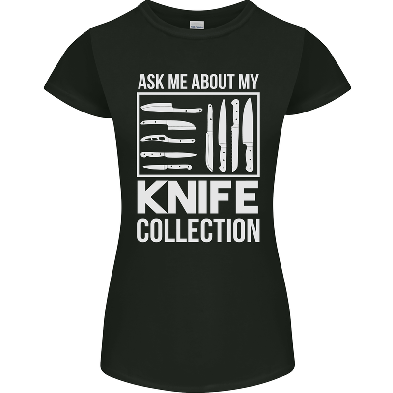 Chef Ask About My Knife Collection Funny Womens Petite Cut T-Shirt Black