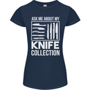 Chef Ask About My Knife Collection Funny Womens Petite Cut T-Shirt Navy Blue