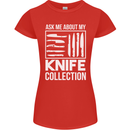 Chef Ask About My Knife Collection Funny Womens Petite Cut T-Shirt Red