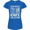 Chef Ask About My Knife Collection Funny Womens Petite Cut T-Shirt Royal Blue