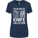 Chef Ask About My Knife Collection Funny Womens Wider Cut T-Shirt Navy Blue