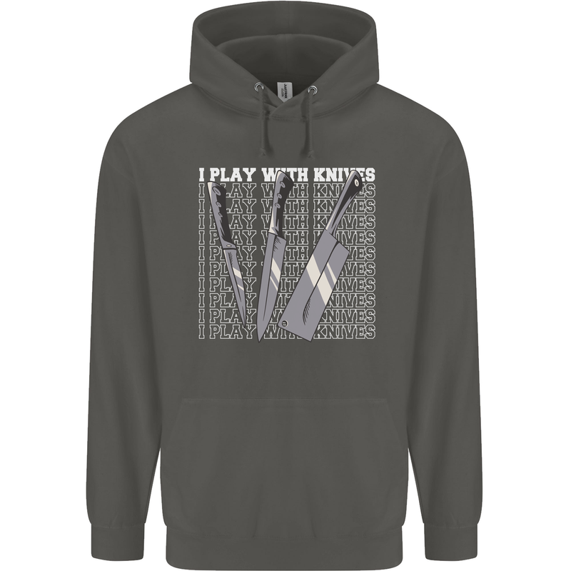 Chef I Play With Knives Childrens Kids Hoodie Storm Grey
