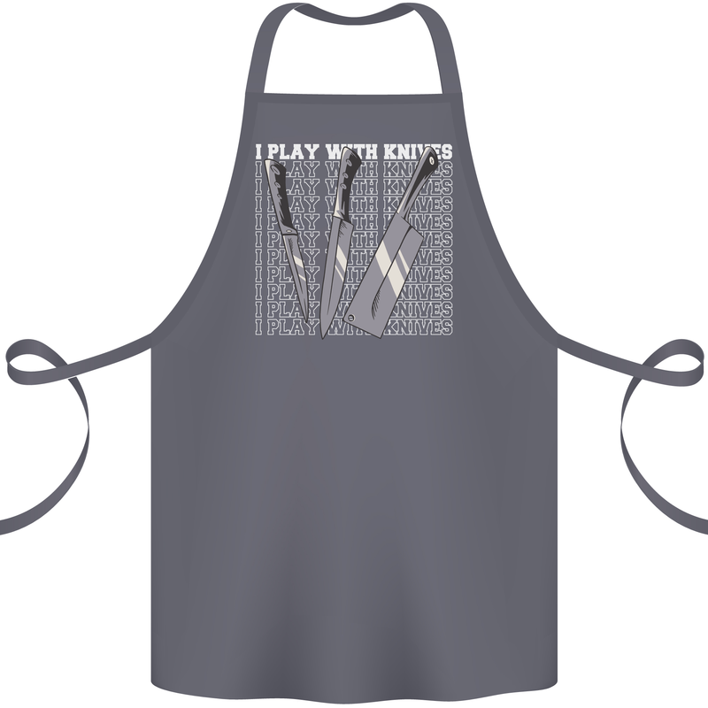 Chef I Play With Knives Cotton Apron 100% Organic Steel