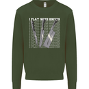Chef I Play With Knives Kids Sweatshirt Jumper Forest Green