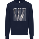 Chef I Play With Knives Kids Sweatshirt Jumper Navy Blue