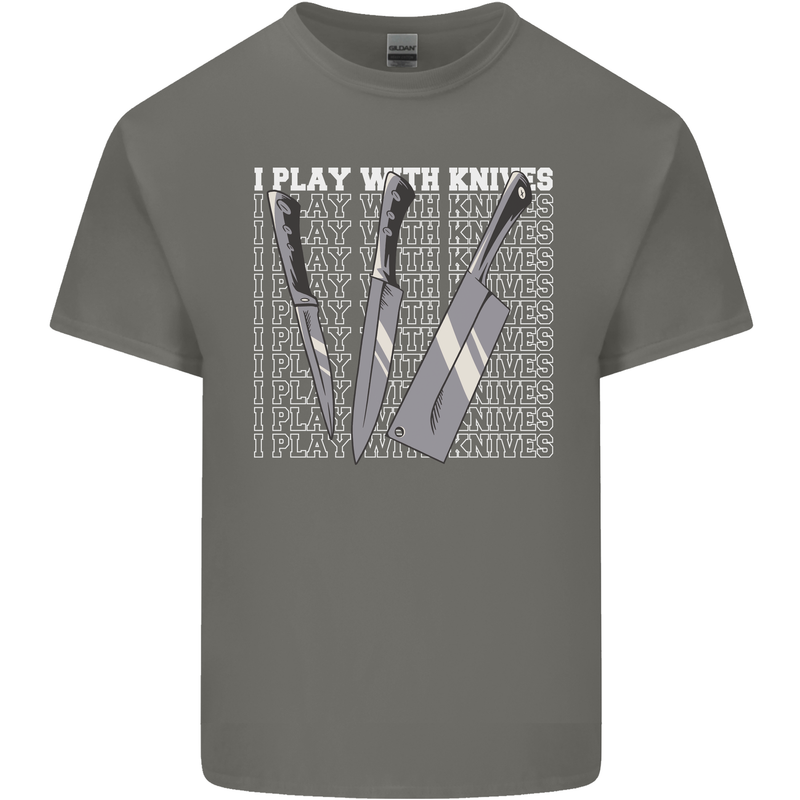 Chef I Play With Knives Kids T-Shirt Childrens Charcoal