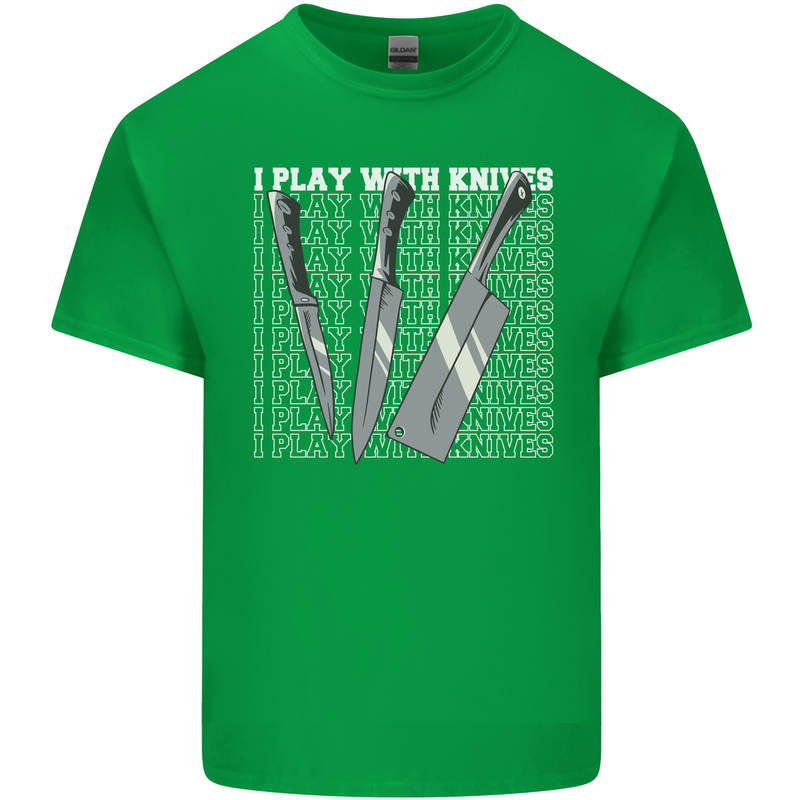 Chef I Play With Knives Kids T-Shirt Childrens Irish Green
