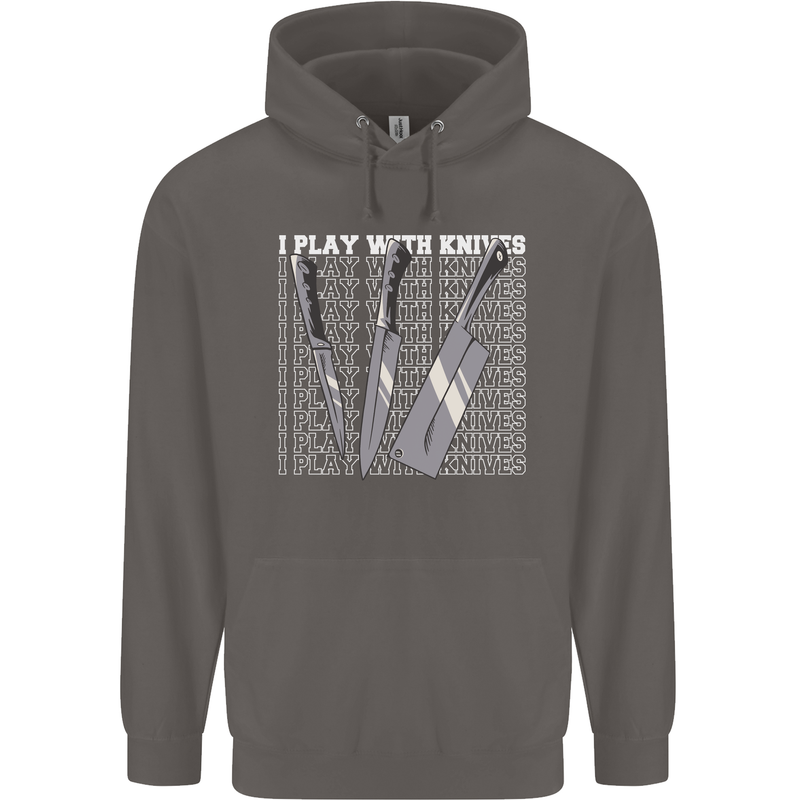 Chef I Play With Knives Mens 80% Cotton Hoodie Charcoal