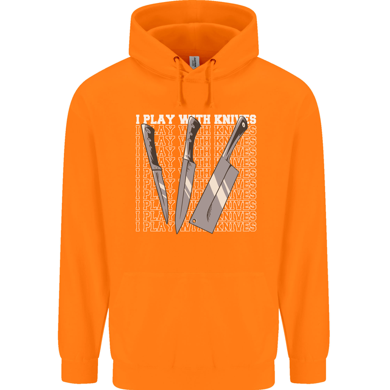 Chef I Play With Knives Mens 80% Cotton Hoodie Orange