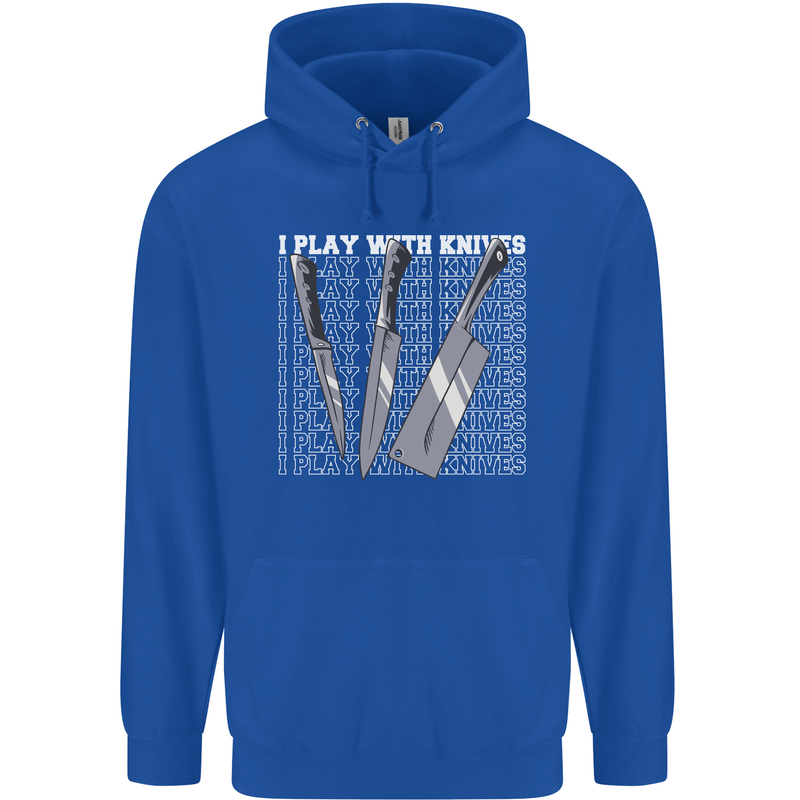 Chef I Play With Knives Mens 80% Cotton Hoodie Royal Blue