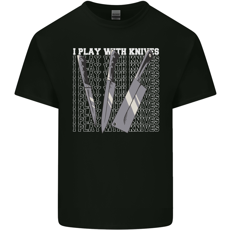 Chef I Play With Knives Mens Cotton T-Shirt Tee Top Black