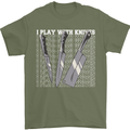Chef I Play With Knives Mens T-Shirt 100% Cotton Military Green