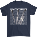 Chef I Play With Knives Mens T-Shirt 100% Cotton Navy Blue